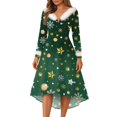 thumbnail image 2 of Women's Christmas Party Printed Vintage Midi Casual Cocktail Festive Dress for Holiday Celebration and Party Events with Retro Style,Green,S, 2 of 6