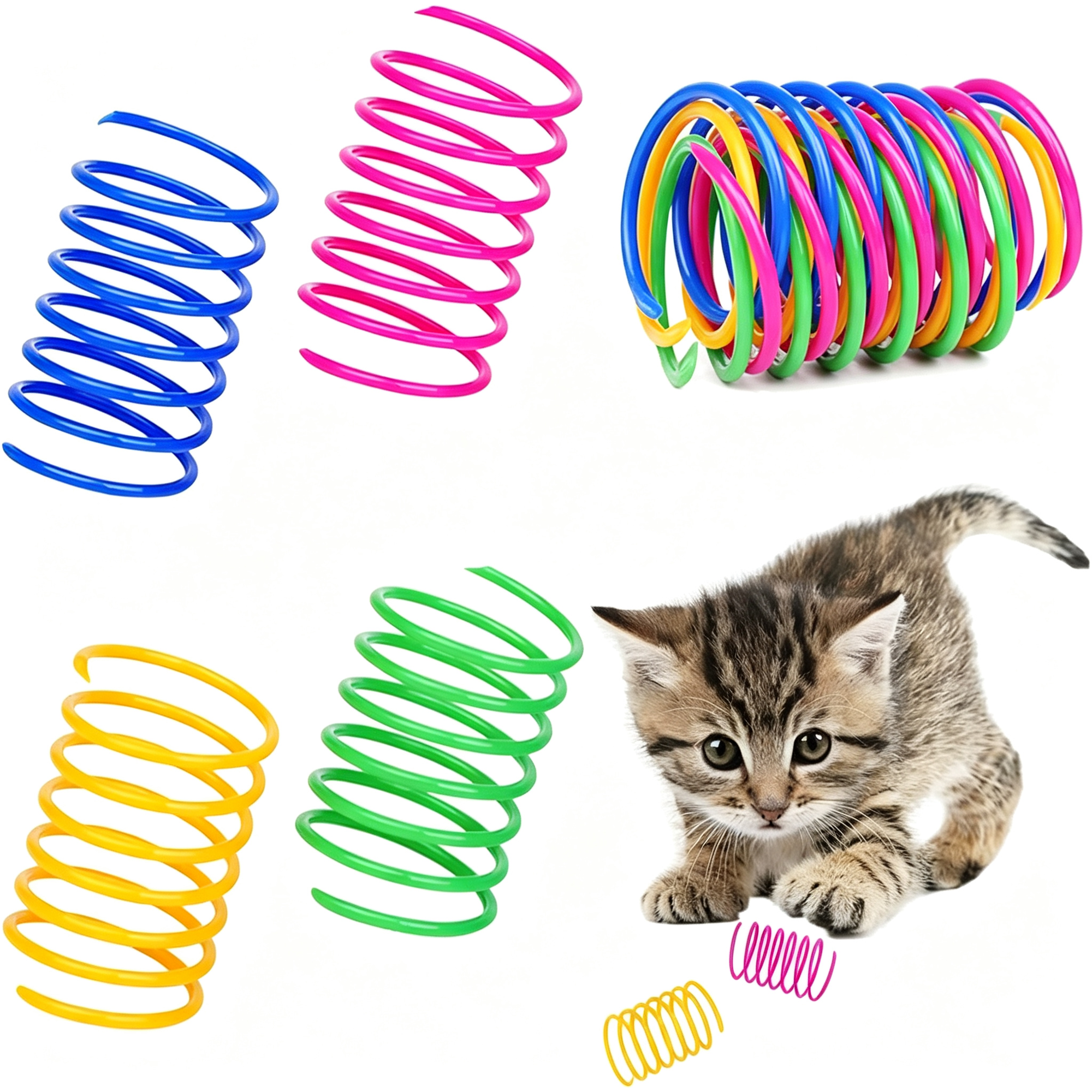 BESTSKY Cat Spring Toys Pet Wide Plastic Colorful Springs Cat Toys for Cat Kitten Pets Cat Springs (Random Color) (10Pcs)