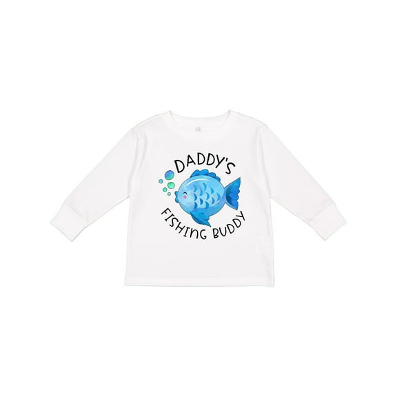 Inktastic Daddy's Fishing Buddy with Cute Blue Fish Boys or Girls Long Sleeve Toddler T-Shirt