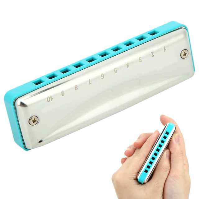 AMONIDA Blues Harmonica, Long Service Life D Key Harmonica, Waterproof Compact Structure Abs Resin Material For Beginners Musical