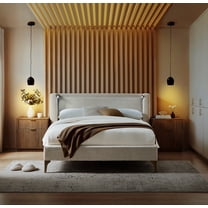 Studio Living Shiloh Upholstered Wingback 41.9" Ivory Bed Frame, King