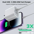 thumbnail image 2 of For iPhone Fast Charger【Apple MFi Certified】 Dual Port Wall Charger Block with 6FT Lightning Cable Compatible For iPhone 14/14 Pro/14Pro Max/13/13 Pro/12/12 Pro/12 Pro Max/11/Xs Max/XR/X, 2 of 6