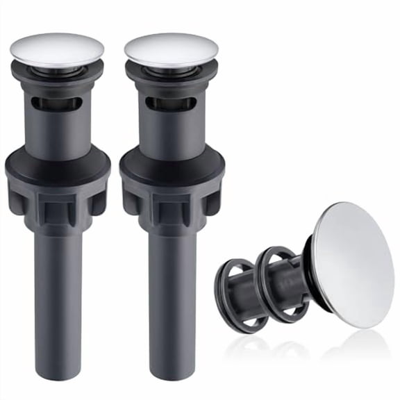 CADOVE 2 Pack Universal Anti-Clogging Pop Up Sink Drain Stopper, Push & Seal Drain Strainer with Overflow, Basket Filter for Bathroom Lavatory/Vanity/Vessel Sink, Chrome Finish