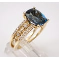 thumbnail image 2 of 2.00Ct Cushion Cut Simulated London Blue Topaz & Diamond Halo Wedding Women's Ring 14K Yellow Gold Plated 925 Sterling Silver For Her, 2 of 5