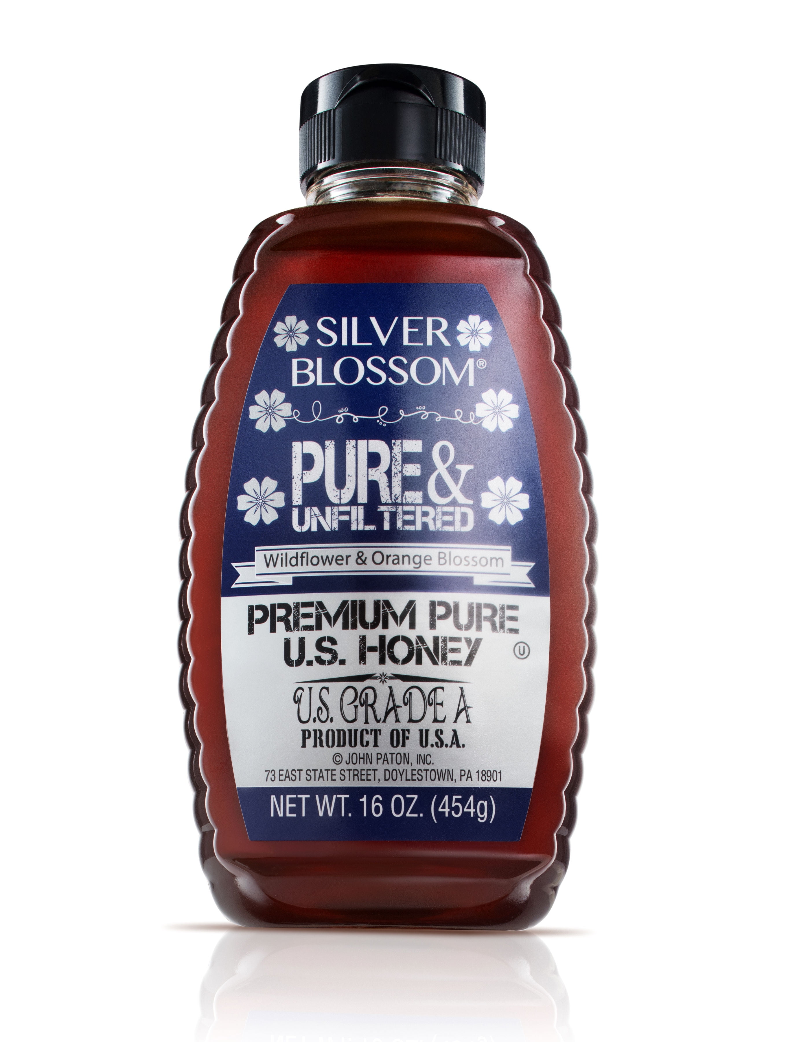 Silver Blossom Pure Unfiltered Honey Blend, 16oz Bottle