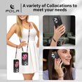 thumbnail image 6 of for iPhone 13 Mirror Wallet Case with Card Holder, Floral Flower Print Back Flip Folio PU Leather Kickstand Shoulder Strap / Wristlet Magnetic Clasp Cover for iPhone 13, Black, 6 of 11