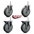 thumbnail image 2 of 6 Inch Thermo Rubber Wheel Swivel 5/8 Inch Threaded Stem Caster Set 2 Brakes, 2 of 2
