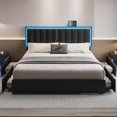 thumbnail image 2 of Afuhokles King Size LED Bed Frame with 4 Storage Drawers and USB and Type-C Ports, Upholstered Platform Bed Frame with Headboard, Black, 2 of 9