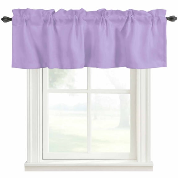 Lavender Purple Window Valance Curtain Simple Style Rod Pocket Short Curtain for Living Room, Bedroom & Kitchen Window Decor 42x18in