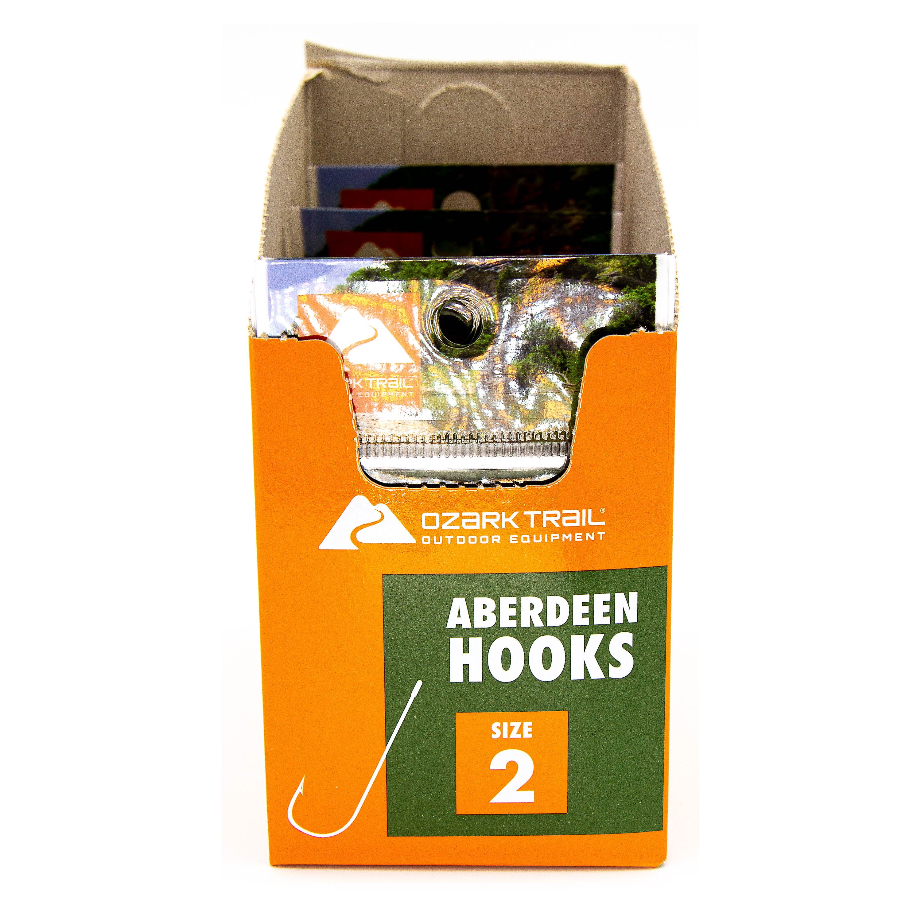 (6 pack) Ozark Trail Freshwater Gold Aberdeen Light Wire Fishing Hooks, Size 2, 15-pack