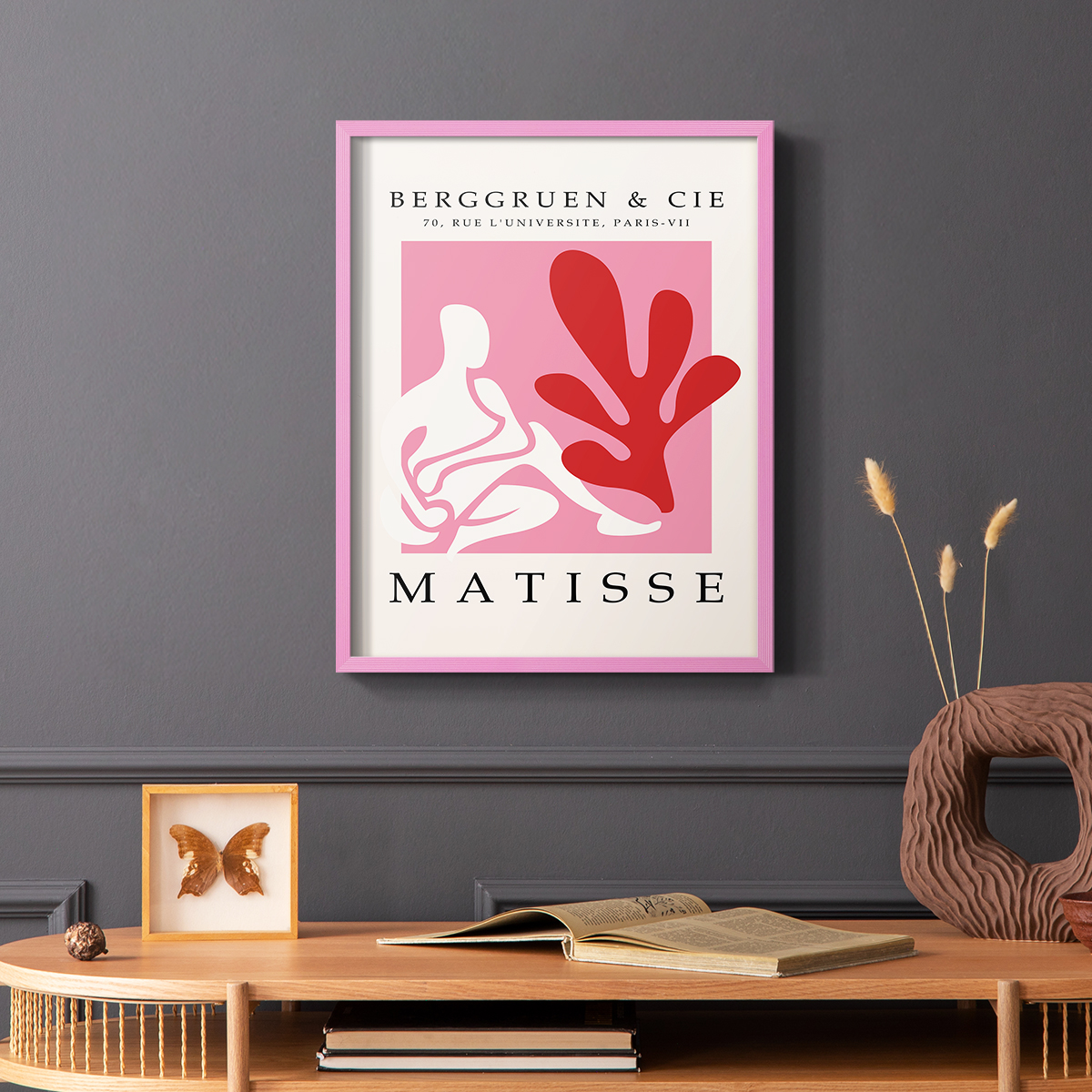 Matisse CDLXXV in Pink Solid Wood Framed Print No Nail Hanging