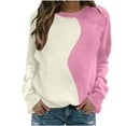 thumbnail image 3 of RRMuAzgs Women's Long Sleeve Tops Color Block Casual Crewneck Sweatshirts Loose Comfy Hoodless Pullover Hoodie, 3 of 5