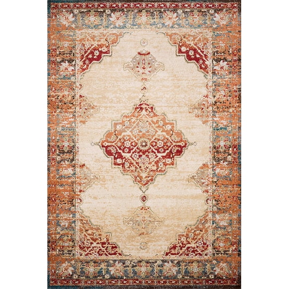 Loloi II Isadora Collection Area Rug ISA-04 ANT. Ivory / Sunset 4'-0" x 6'-0"