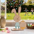 thumbnail image 3 of Small Accent Table for Small Spaces Wooden Easter Rabbit and Egg Decoration 10x15cm, Multicolor Patterned Tabletop Ornament, Dining Table for Small Spaces Party Decor and Centerpiece, 3 of 6