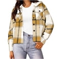 thumbnail image 2 of SYwaren Women's Cropped Plaid Hooded Jacket Loose Long Sleeve Casual Fashion Irregular Plaid with Dual Pockets Top, 2 of 3
