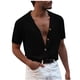 thumbnail image 1 of Blusa de Manga Corta de los Hombres Turndown Collar Botón Superior, Ligero Y Casual Mangas de Mano para los Hombres, 1 of 5