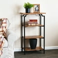 thumbnail image 3 of Household Essentials Crown Narrow 4 Shelf Open Storage Bookshelf Rustic Hickory Wood Grain and Black Metal, 3 of 8