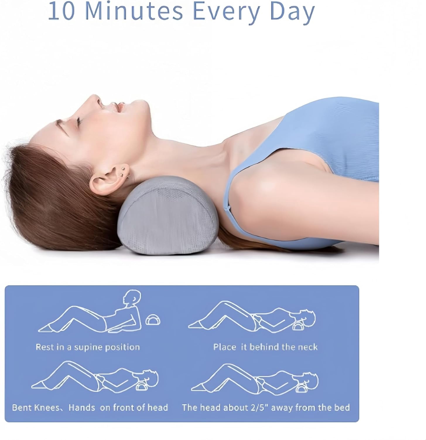 Poalid Neck Support Pillow for Relieving Neck Pain, Cervical Traction Device for Muscle Therapy and Tension Relief, Contour Support Shoulder Pain Reliever, Gray