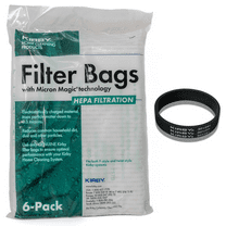 Kirby MicroAllergen Plus HEPA Filter Bags 6-Pack | Part #204814 | Compatible with F Style & Twist-Style Vacuums   1 Belt #301291