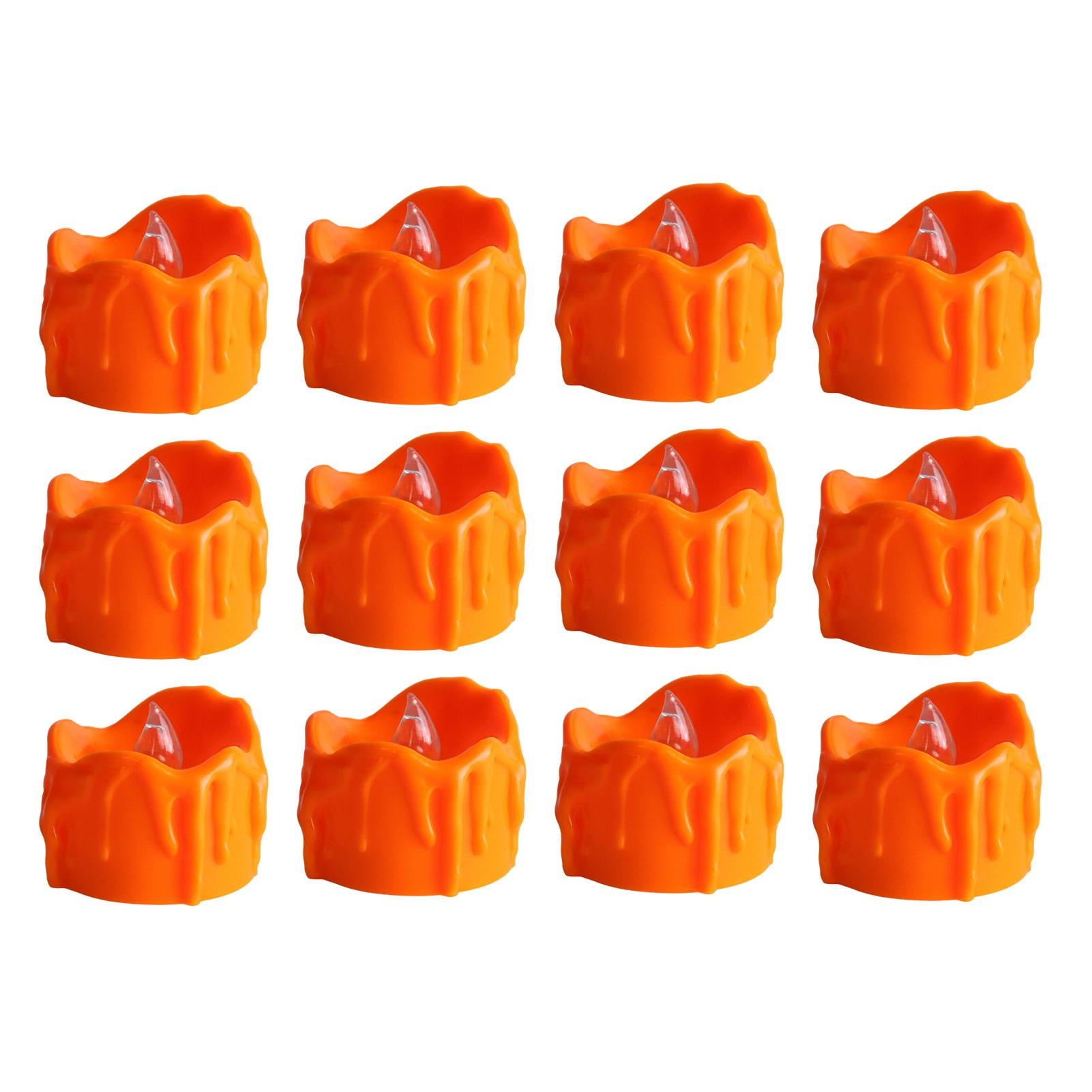Halloween Candle Light 12 Pack Orange Tea Light Candles 3D Flameless