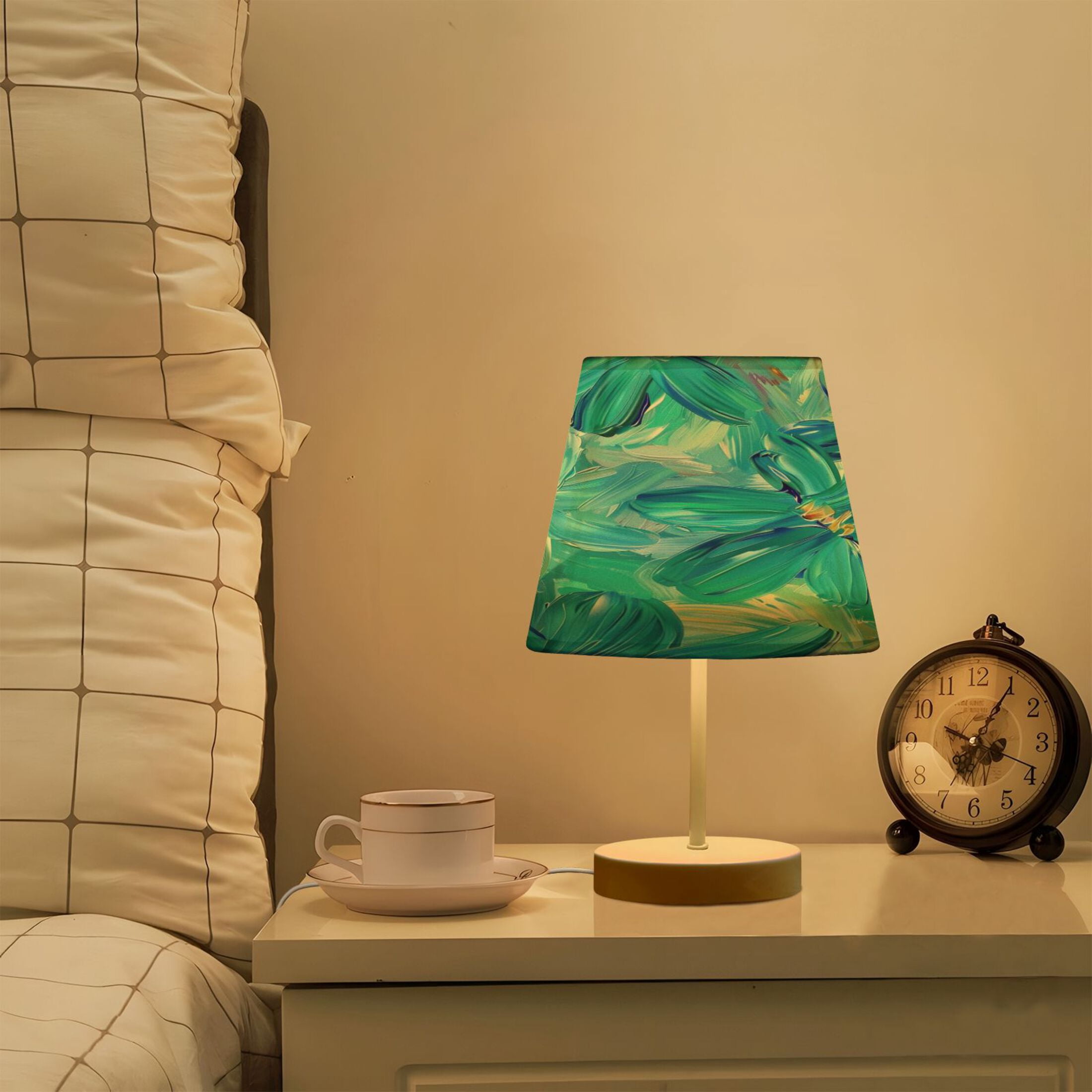 Turquoise and Blue Flowers Desk Lamp LED Table Nightstand Lamps with 3 Color Temperatures for Home Bedroom Living Room Decor 6x11