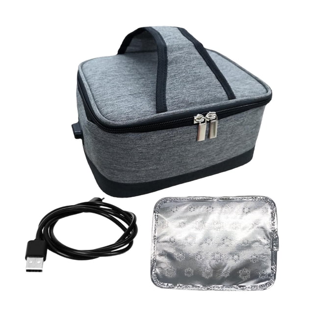 Ruiboury Heated Lunch Box Thermal Bag USB Lunch Electric Box for Car Picnic Working gray 22x16x10cm