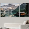thumbnail image 2 of wall26 Canvas Wall Art Print Set Cabin on Cloudy Forest Lake Nature Wilderness Photography Realism Rustic Colorful Multicolor Ultra for Living Room, Bedroom, Office - 16"x24"x3 Panels, 2 of 5