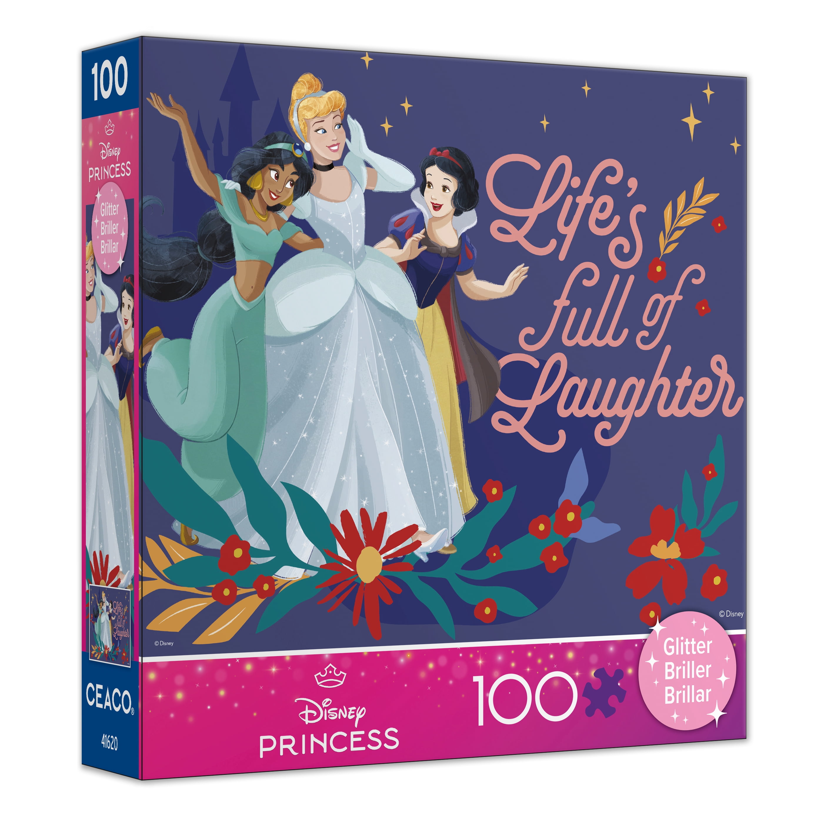 Ceaco Disney Life's Full of Laughter Glitter 100-Piece Interlocking Jigsaw Puzzle for Children Ages 6+