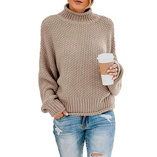 Suéter de mujer Otoño e Invierno 2023 Suéter holgado de cuello alto Suéter europeo y americano de talla grande para mujer