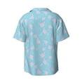 thumbnail image 6 of PAYOHTO Pink Blue Floral Bloom Mens Hawaiian Casual Short-sleeved Shirt Tropical Summer Beach Button Down Shirts, 6 of 7