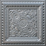 Dundee Deco's Rustic Silver Floral Glue Up/Drop In Ceiling Panels, 2 ft. X 2 ft. (4 sq ft.) each, Pack of 50