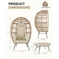 thumbnail image 3 of Silla huevo extragrande de mimbre para exterior - Sillón lounge con otomana y cojín grueso - Estructura de acero duradera, 3 of 7