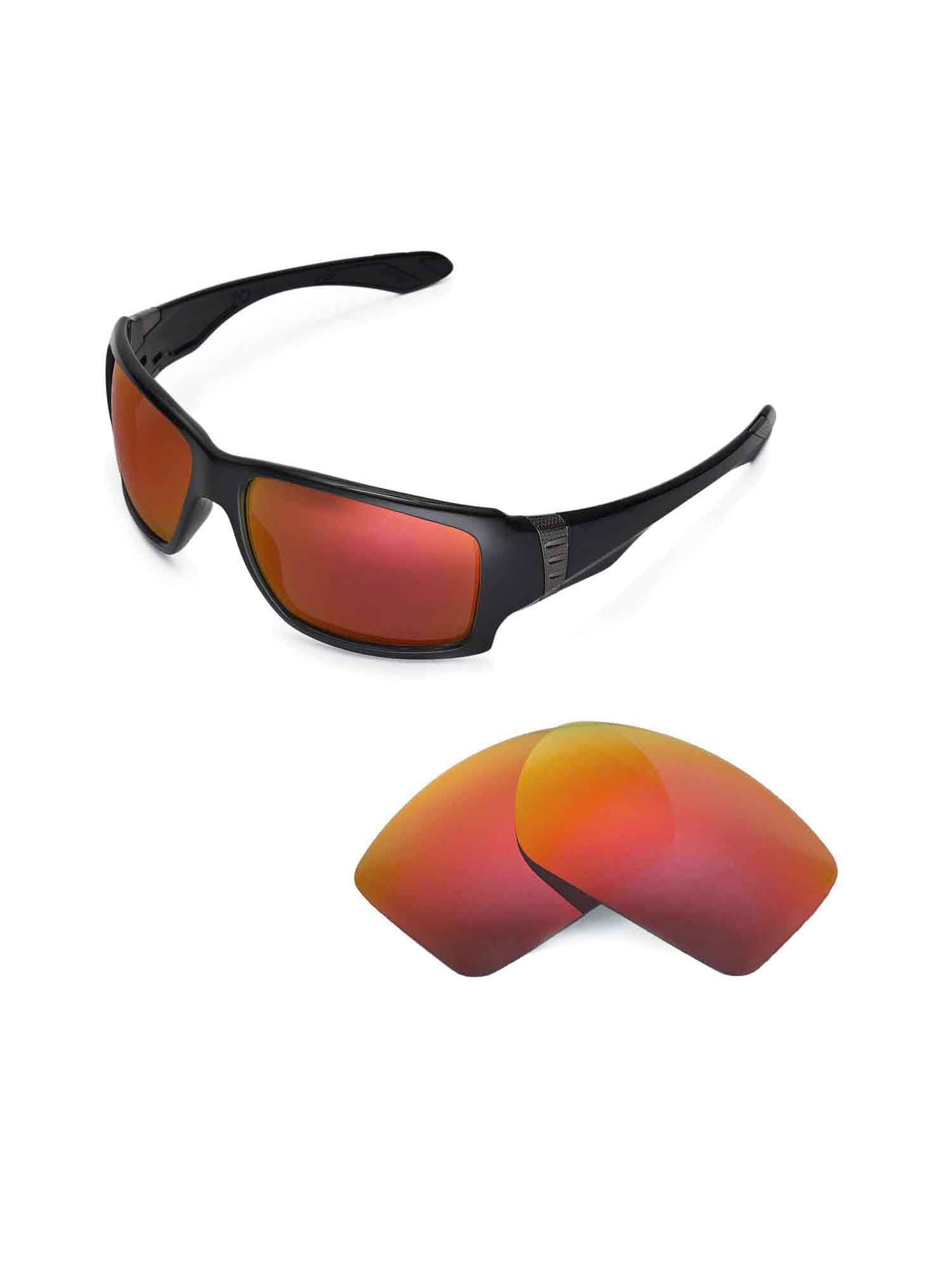 Walleva Fire Red Replacement Lenses for Oakley Big Taco Sunglasses 