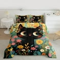 thumbnail image 2 of Homewish Kawaii Cat Kitten Bedding Comforter Set,Cute Daisy Floral Twin Comforter Sets,Green Black Orange Bedding Set For Girls Kids,Microfiber Bedroom Decor Reversible,2-Piece, 2 of 8