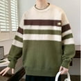 thumbnail image 4 of XUNKUSGA Sweaters for Men Multicolor Stripe Men's Sweaters Pullover Loose Crew Neck Long Sleeve Knitted Sweater Soft Oversized Sweaters For Men M-4XL Green, 4 of 4