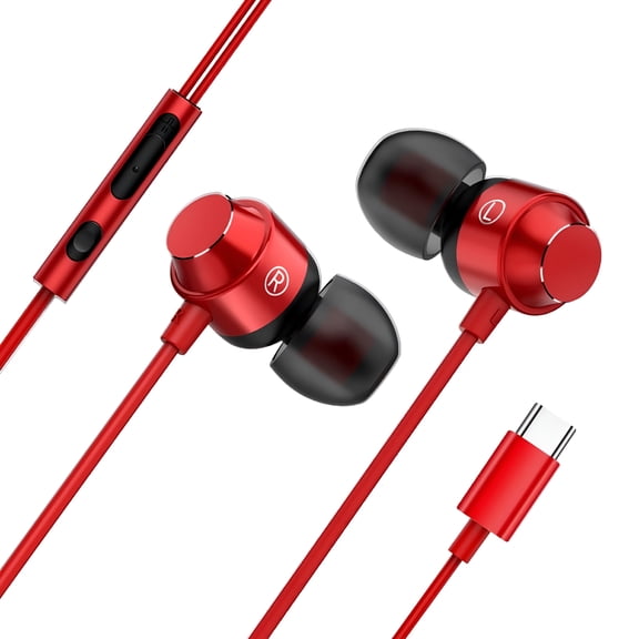 GJX Headphones Wired S Type-C Usb-C In-Ear Earphone Headset Headphone Earbuds with Wire-Controlled Mic Corded Headphones Usb C