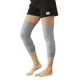 thumbnail image 3 of Rodillera de invierno cálida para hombre y mujer, de punto térmico grueso, unisex, de algodón elástico, antideslizante (gris de punto largo), 3 of 4