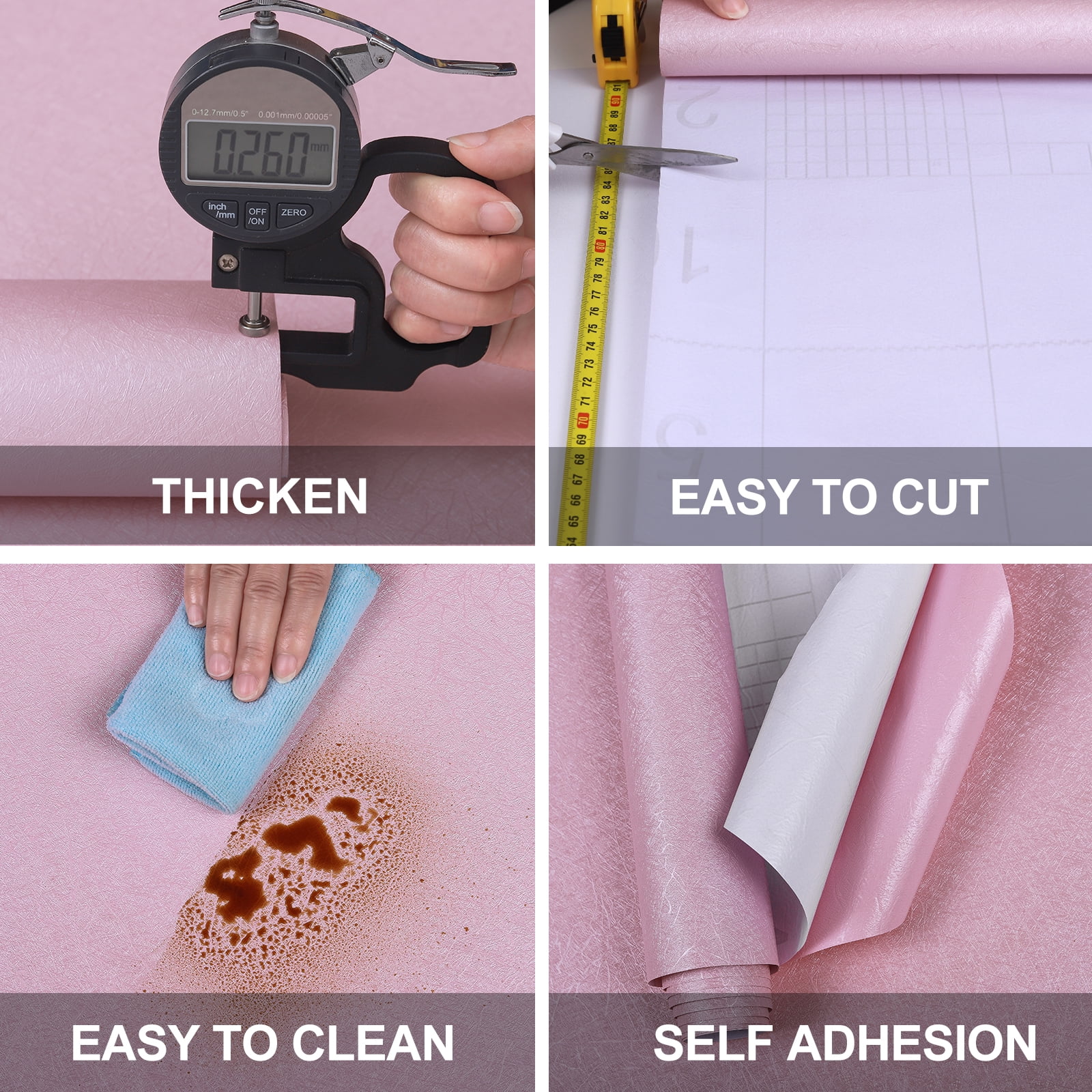 Abyssaly 23.6" x 118"Peel and Stick Wallpaper Pink Embossed Texture Self Adhesive Vinyl Film Furniture Countertop Shelf Contact Paper Silk