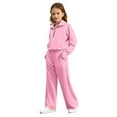 thumbnail image 5 of Girls Sweatsuit Tracksuit Set Teen Kids Pullover Sweatshirts and Sweatpants Sweat Set Lounge 2 Piece Outfits,Pink 5-6 Years, 5 of 7