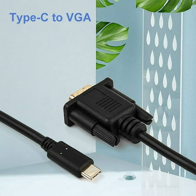 Converter Cable HD-compatible Stable Output Driver-free USB3.1 Type-C Male to VGA 1080P Compact Adapter Cable for Monitors