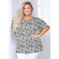 thumbnail image 1 of MODERN GOOSE Plus Size Clothes for Women Double Ruffle Short Sleeve Grey Sakura 2X Tunic Shirt Summer Tops Loose Fitting Clothing, 1 of 11