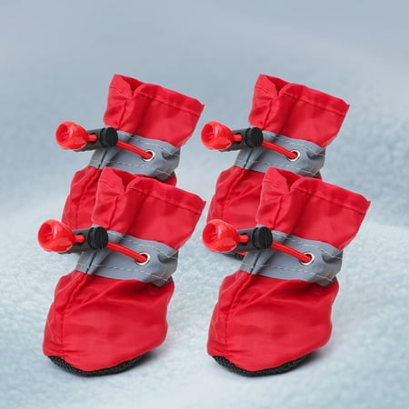ZGAD 1 Pair/4pcs Reflective Dog Boots  All-Season PVC Pet Paw Protectors  Anti-Slip Waterproof Pet Shoes  Machine Washable  with Snap Button Closure for Small  Medium  and Toy Breeds  for Outdoor Use