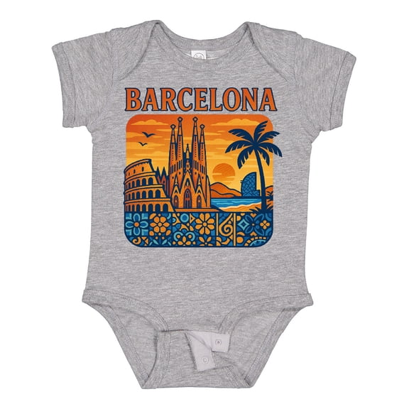 Inktastic Barcelona Cityscape Artwork Boys or Girls Baby Bodysuit