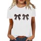 thumbnail image 2 of Camiseta informal de mujer con estampado de lazos: cuello redondo, manga corta, mezcla de poliéster y spandex, tallas S-XXL, para todas las estaciones, 2 of 3