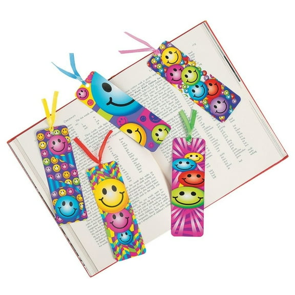 Laminated Smile Face Bookmark - Stationery - 48 Pieces