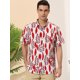 thumbnail image 2 of Camisa de Playa de Verano Lars Amadeus Estampado Irregular Rojo Blanco L, 2 of 6