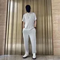 thumbnail image 2 of Conjunto de entrenamiento, camiseta y pantalones para hombre, pantalones lisos para hombre, ropa de verano de nailon, dos piezas, estilo coreano 2024, pantalones, camiseta barata, XL, 2 of 4