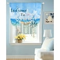 thumbnail image 2 of Coastal Beach Tie Up Curtains for Window, Thermal Insulated Balloon Shade Adjustable Rod Pocket Curtains Valance Panels for Kitchen Bathroom Cafe 34 x 45 Summer Ocean Wave Starfish Shell Plank, 2 of 6
