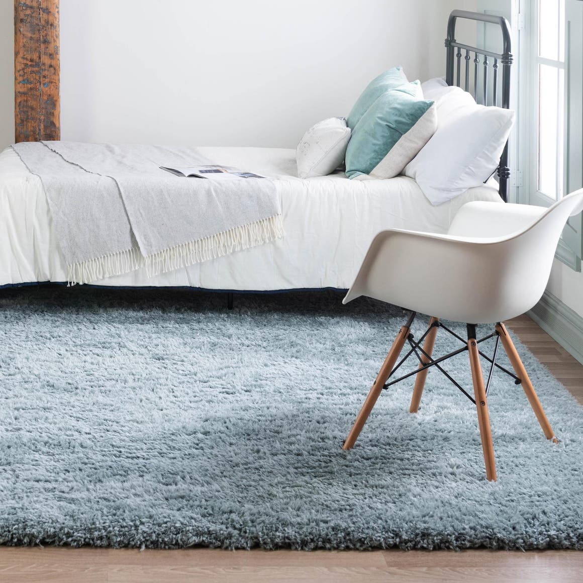 Infinity Collection Solid Shag Square Rug by Slate 8' Square