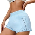thumbnail image 2 of Running Shorts for Women,Quick Dry Athletic Sports Shorts Workout Gym Shorts with Zip Pocket Light Blue S, 2 of 7